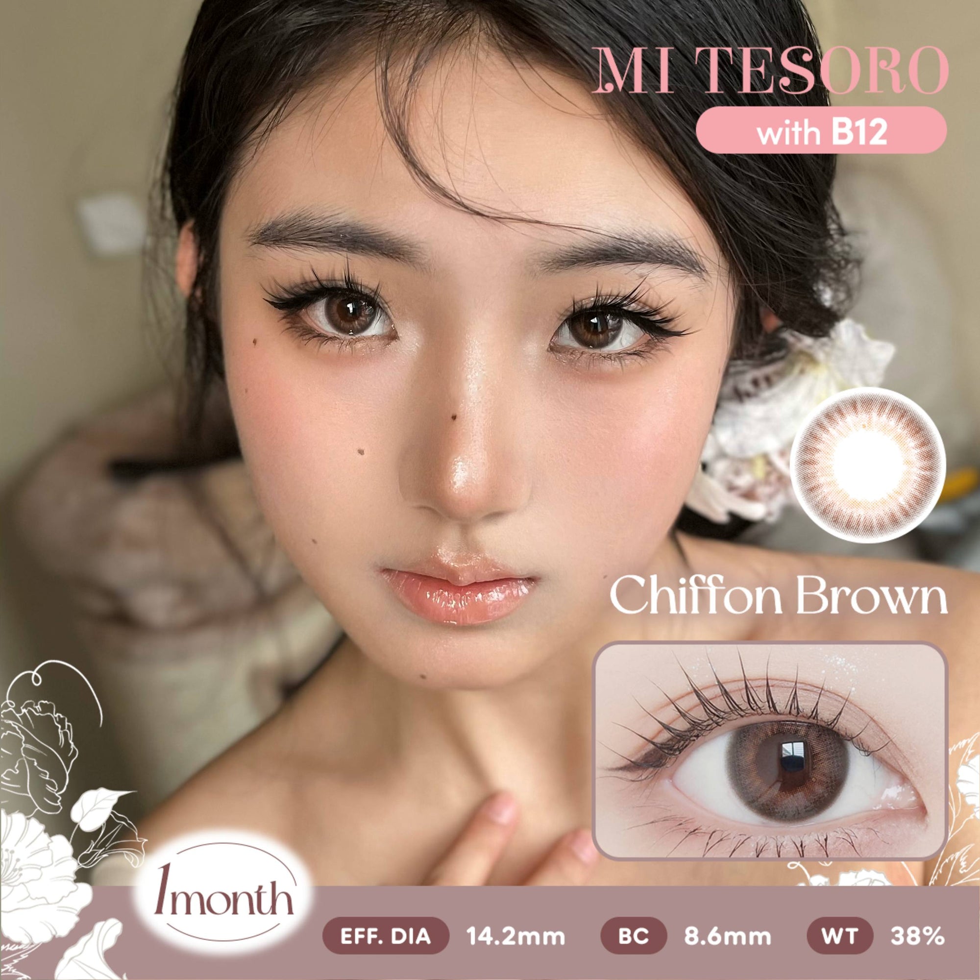 Chiffon Brown-Mi Tesoro Monthly Color Con 2pcs