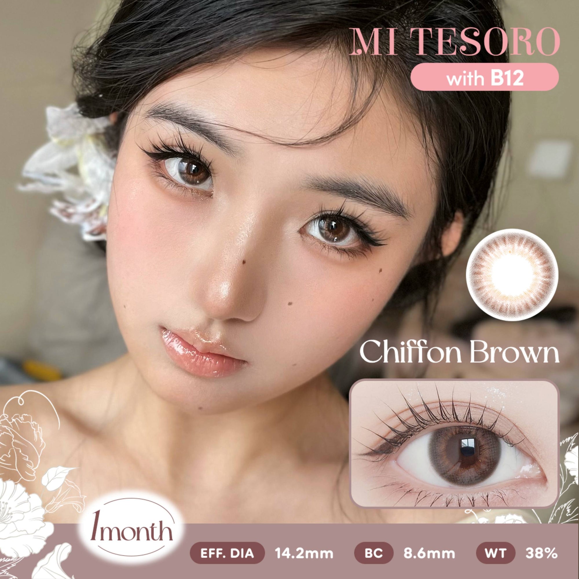 Chiffon Brown-Mi Tesoro Monthly Color Con 2pcs