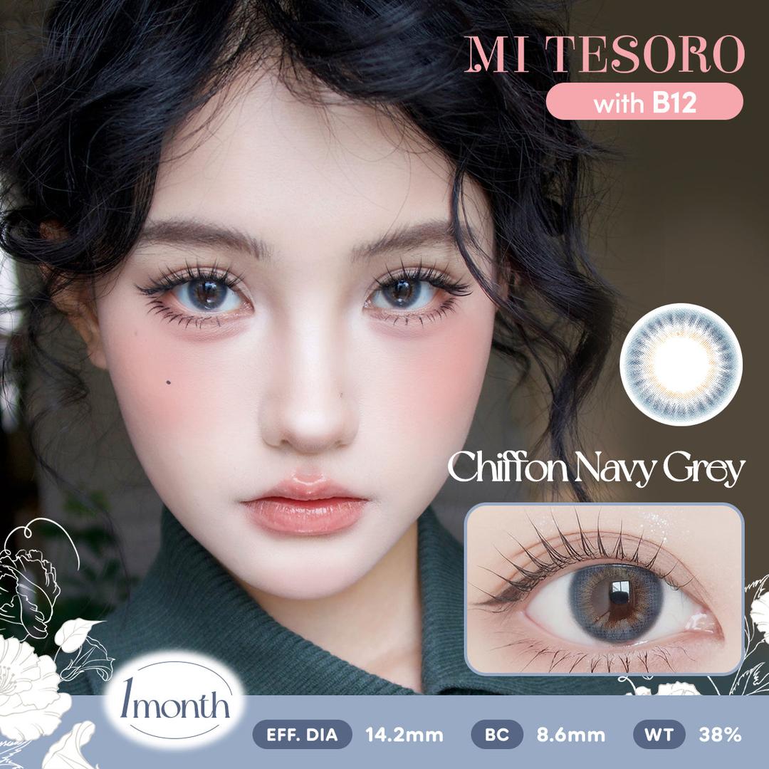 Chiffon Navy Grey-Mi Tesoro Monthly Color Con 2pcs