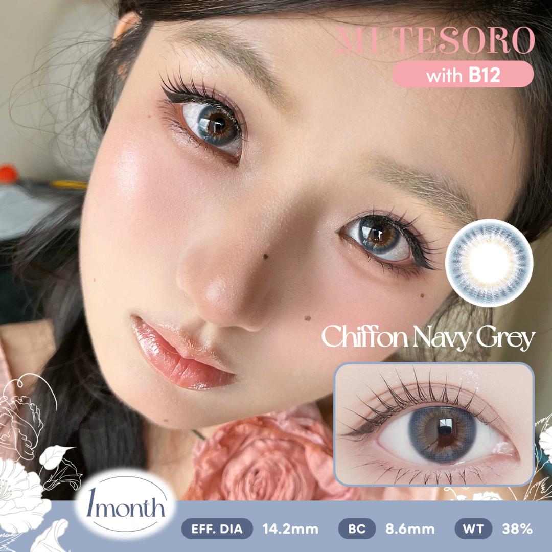 Chiffon Navy Grey-Mi Tesoro Monthly Color Con 2pcs