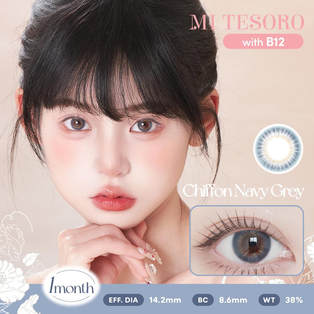 Chiffon Navy Grey-Mi Tesoro Monthly Color Con 2pcs