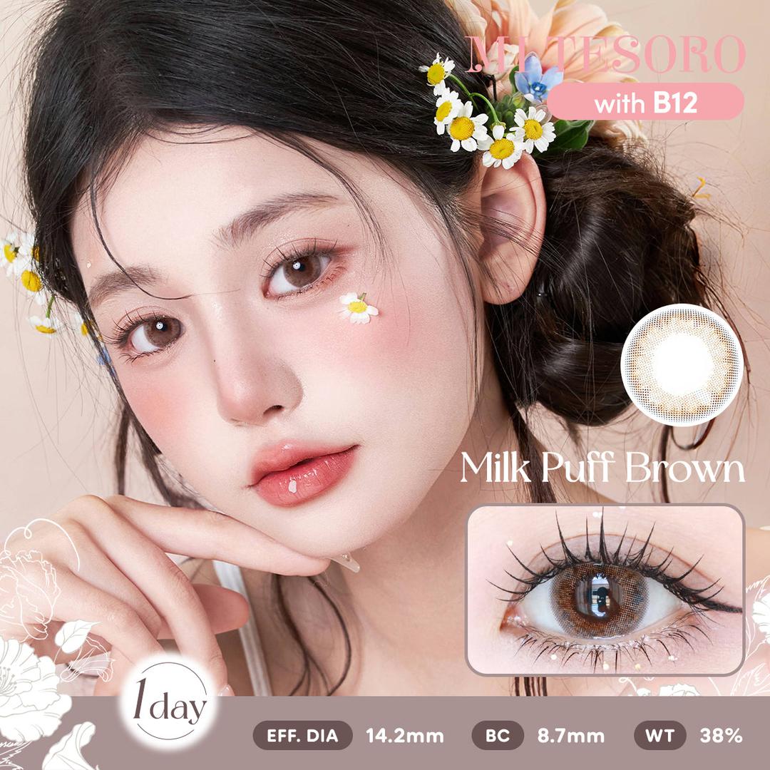 (Trial Pack)Milk Puff Brown-Mi Tesoro 1 Day Color Con 2pcs